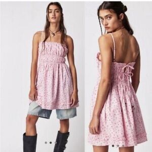 Free People Gabby Mini Dress in Hot Pink Comb size Small Resort Wear